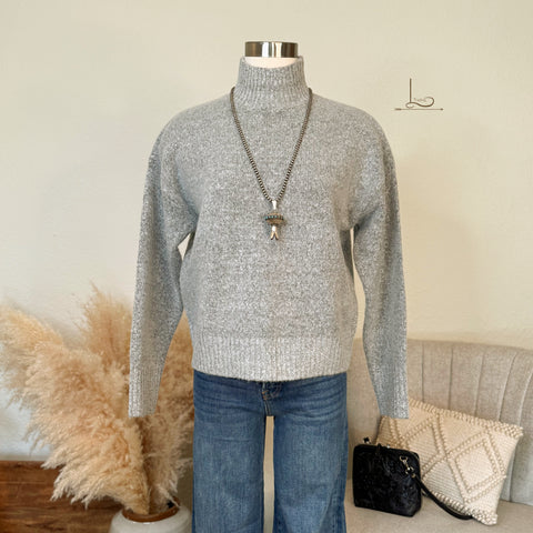 The Jess Mock Neck in Heathered Grey