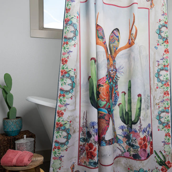 The Jewelled Jackalope Shower Curtain