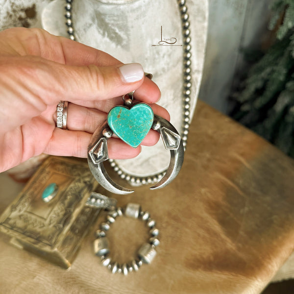 The Kingman Turquoise Heart Naja Pendant