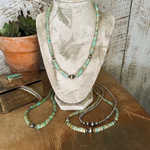 The Graduated Kingman Turquoise & Sterling Silver Pearl Necklace