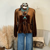 The Lockhart Brown Velvet Peplum Top