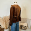 The Lockhart Brown Velvet Peplum Top