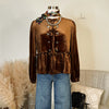 The Lockhart Brown Velvet Peplum Top