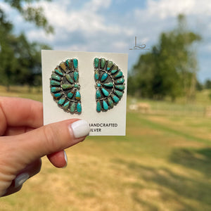 Verde Turquoise Media Half Cluster Earrings