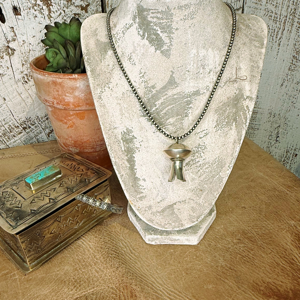 The Sterling Silver Squash Blossom Mini Pearl Necklace