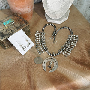 The Mini Sterling Silver Squash Blossom Necklace with earrings