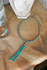 Turquoise & Sterling Silver Pearl Tassel Necklace