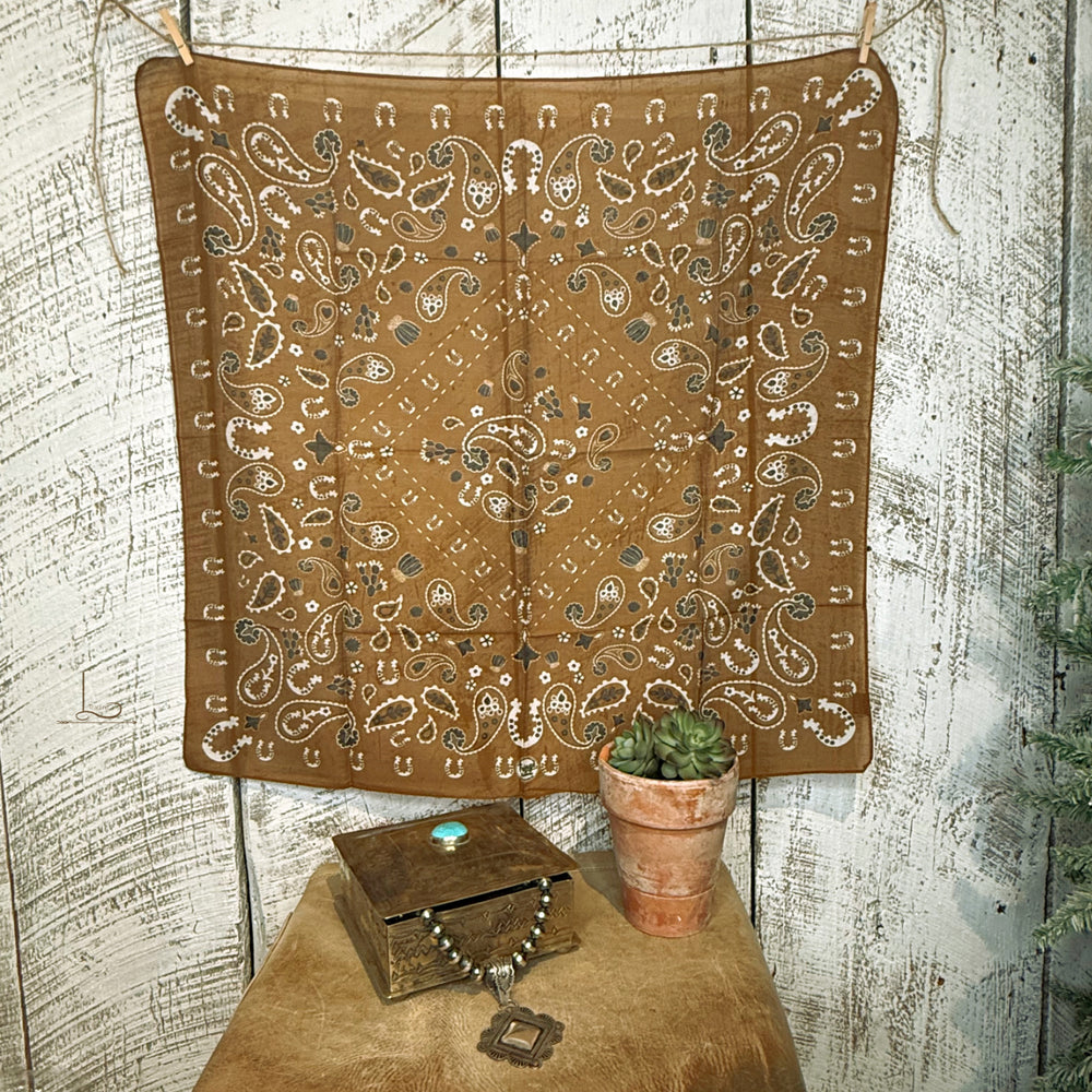 Lucky Paisley Bandana in Saddle~ Shorty Wild Rag