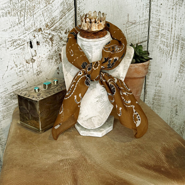Lucky Paisley Bandana in Saddle~ Shorty Wild Rag