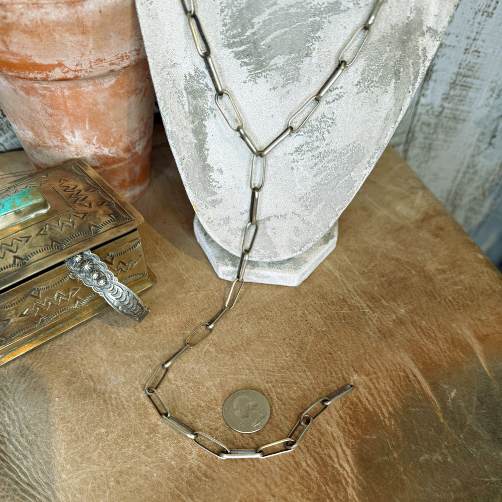 Sterling Silver Paperclip Link Necklace ~30"