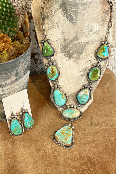 The Royston Turquoise Lariat Necklace & Earrings