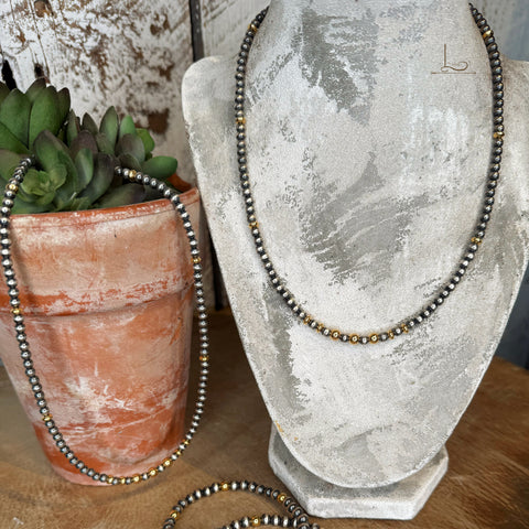 Sterling Silver Pearl & Gold Necklace