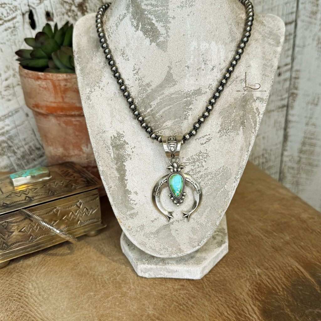 The Sterling Silver Pearl & Turquoise Naja Pendant Set
