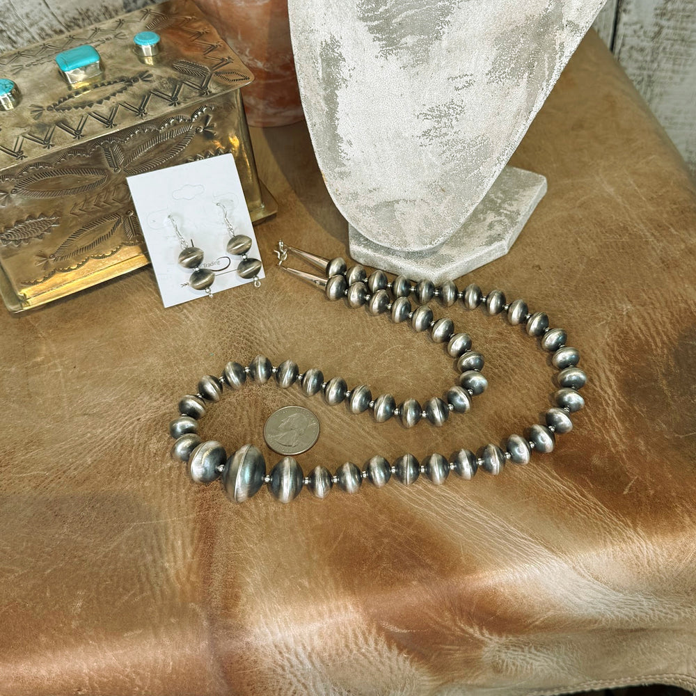 The Graduated Handmade Sterling Silver Saucer Pearls with Earrings