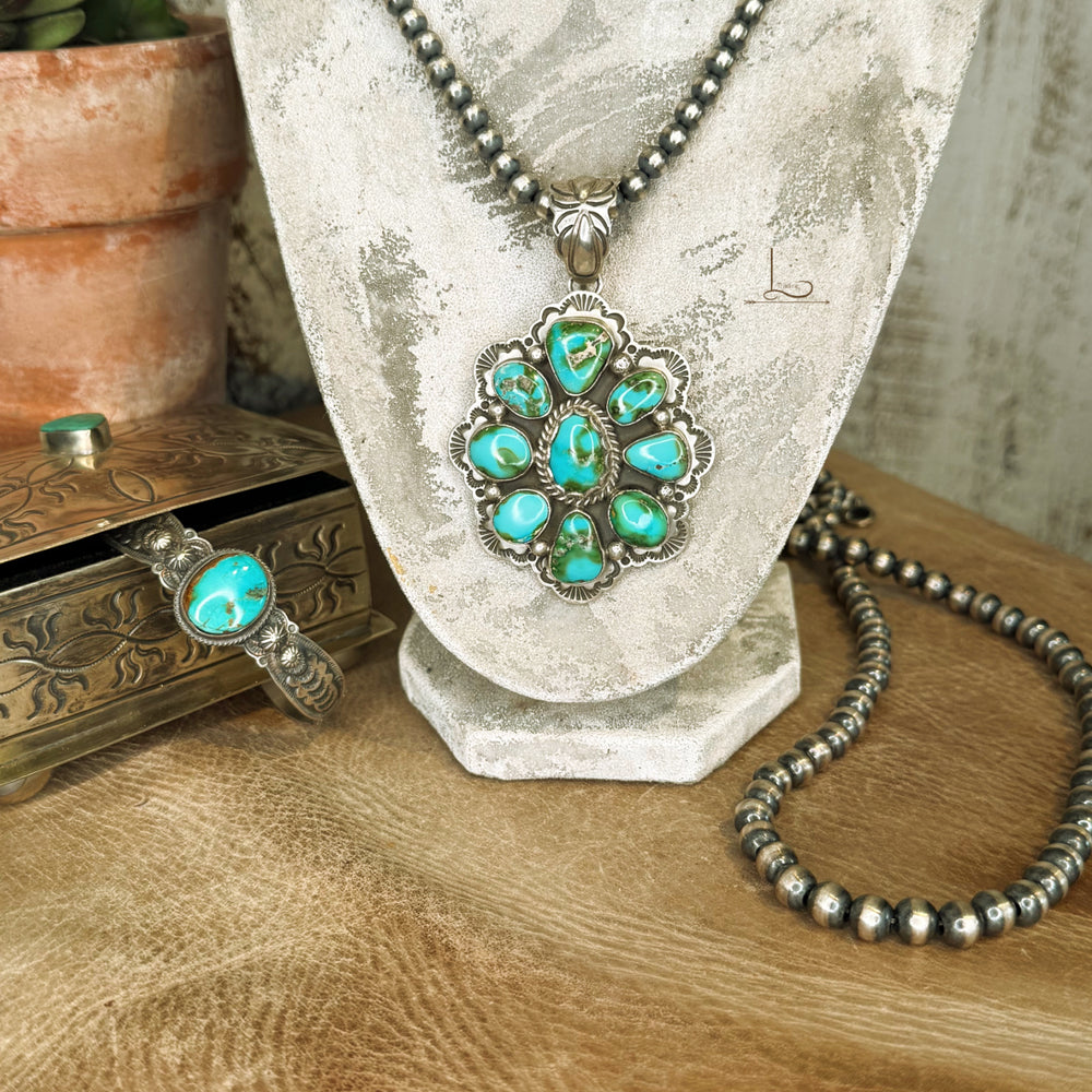 The Sonoran Turquoise Stamped Cluster Pendant