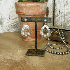 Sterling Silver Stamped Teardrop Earrings