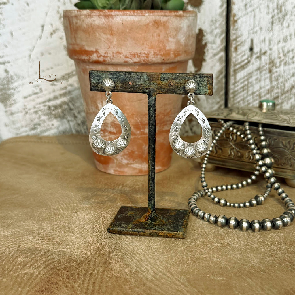 Sterling Silver Stamped Teardrop Earrings