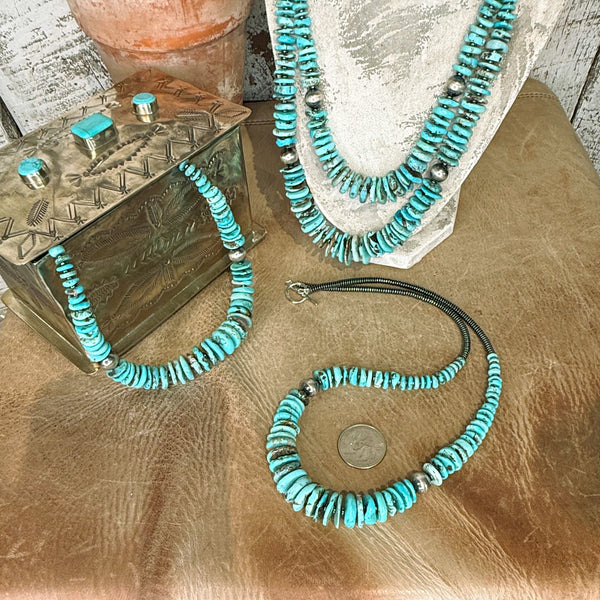 The Graduated Turquoise & Sterling Silver Pearl Necklace