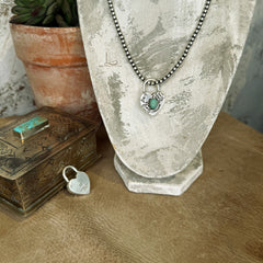 The Turquoise & Sterling Stamped Heart Charm Pendant