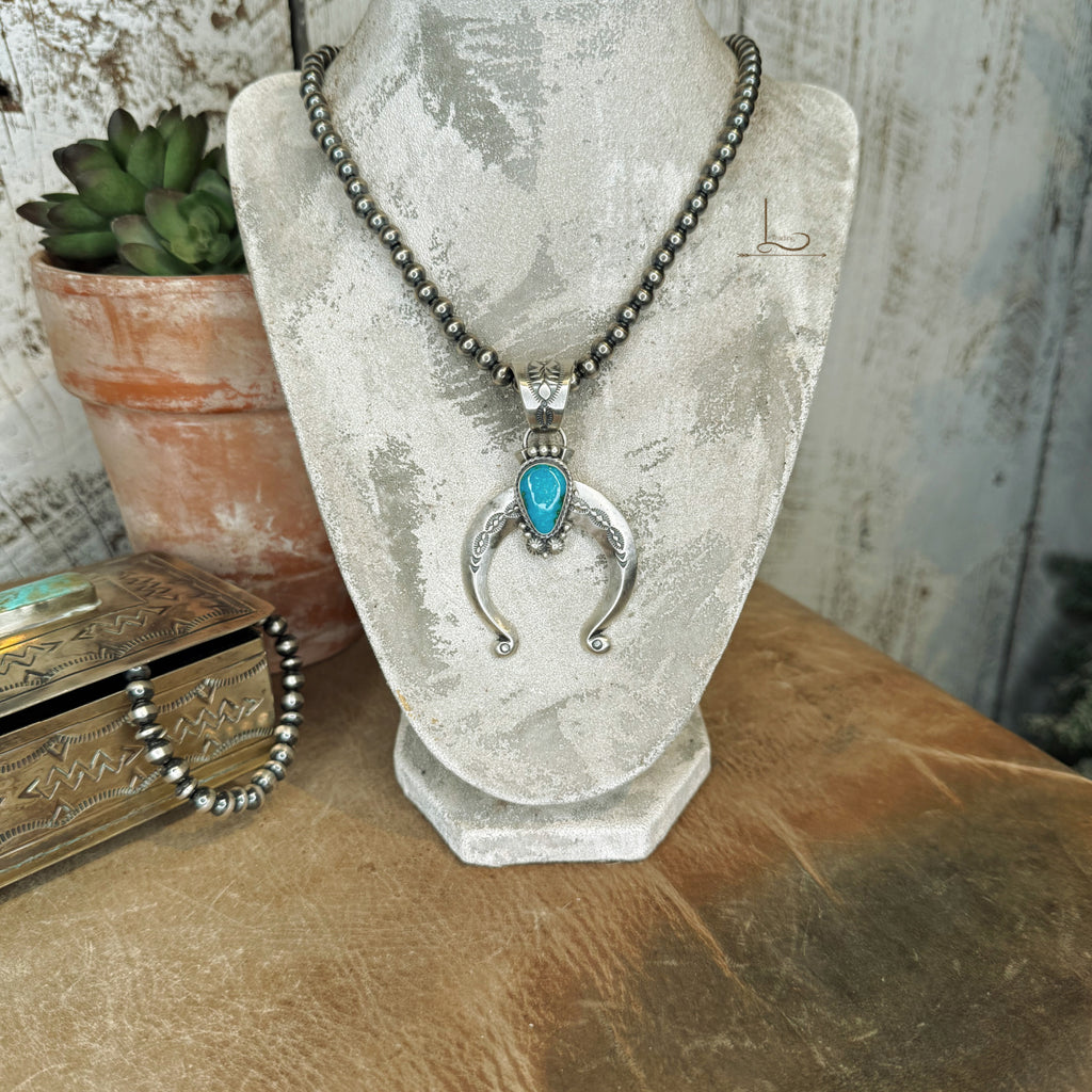 The Sterling Silver Pearl & Turquoise Naja Pendant Set