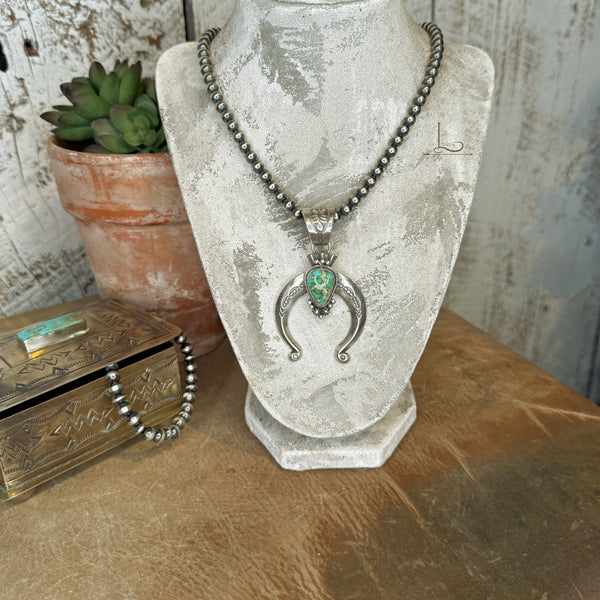 The Sterling Silver Pearl & Turquoise Naja Pendant Set