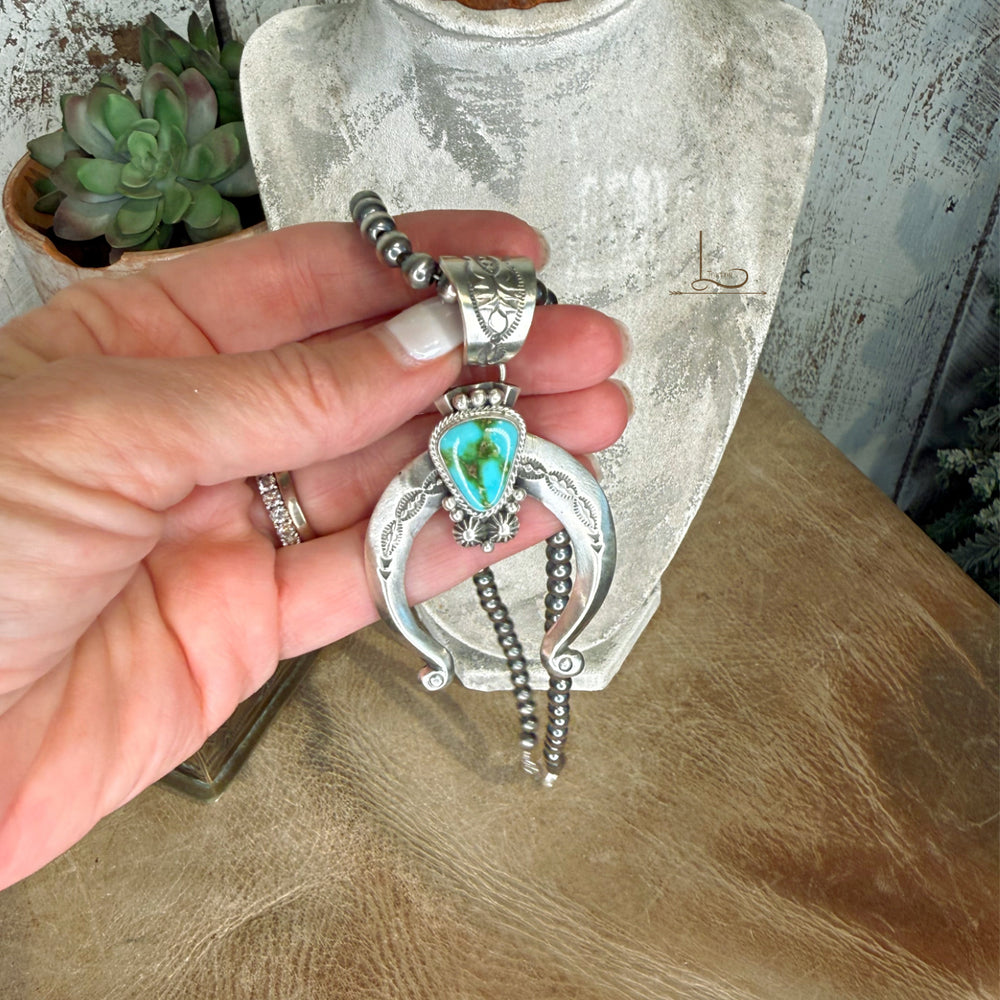 The Sterling Silver Pearl & Turquoise Naja Pendant Set