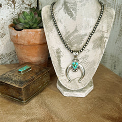 The Sterling Silver Pearl & Turquoise Naja Pendant Set
