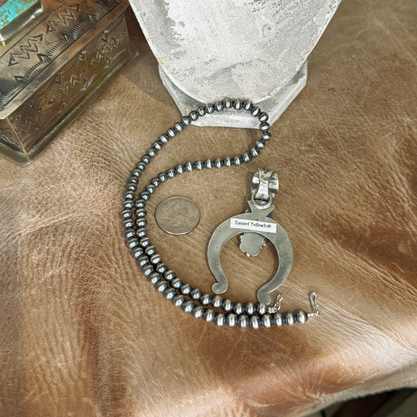 The Sterling Silver Pearl & Turquoise Naja Pendant Set