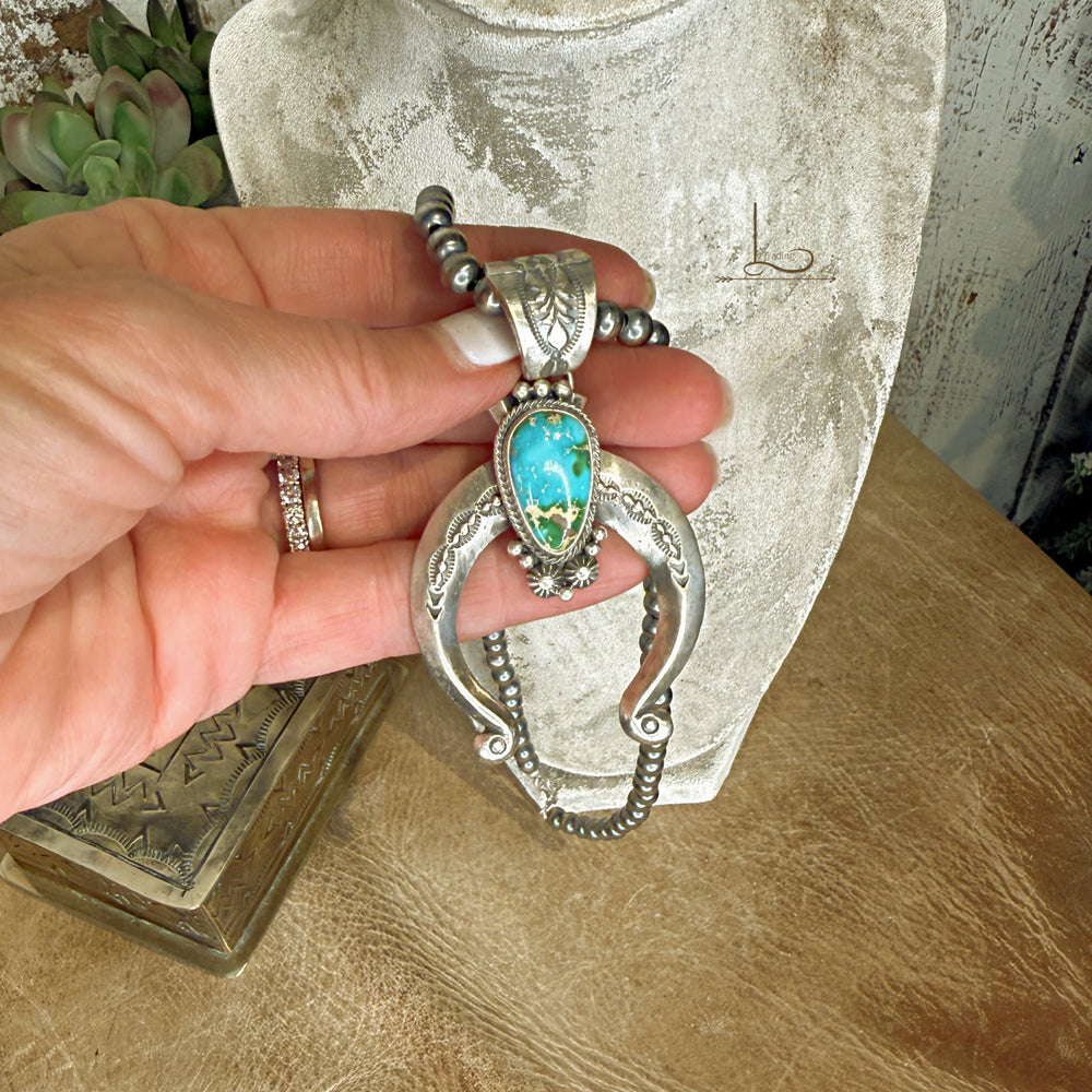 The Sterling Silver Pearl & Turquoise Naja Pendant Set