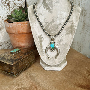 The Sterling Silver Pearl & Turquoise Naja Pendant Set