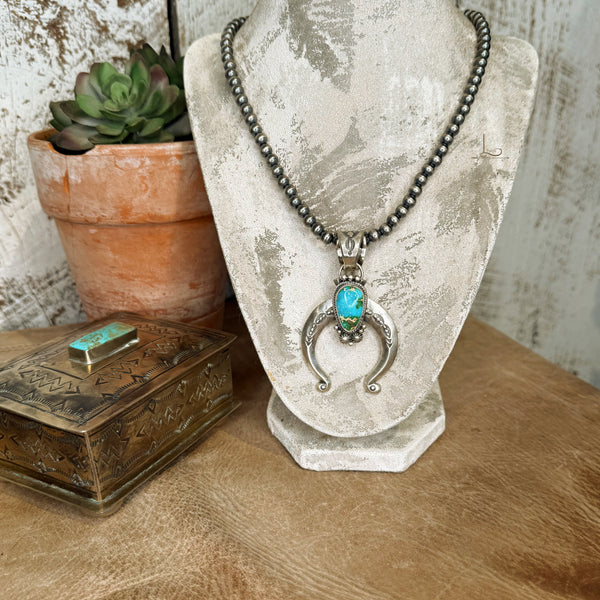 The Sterling Silver Pearl & Turquoise Naja Pendant Set