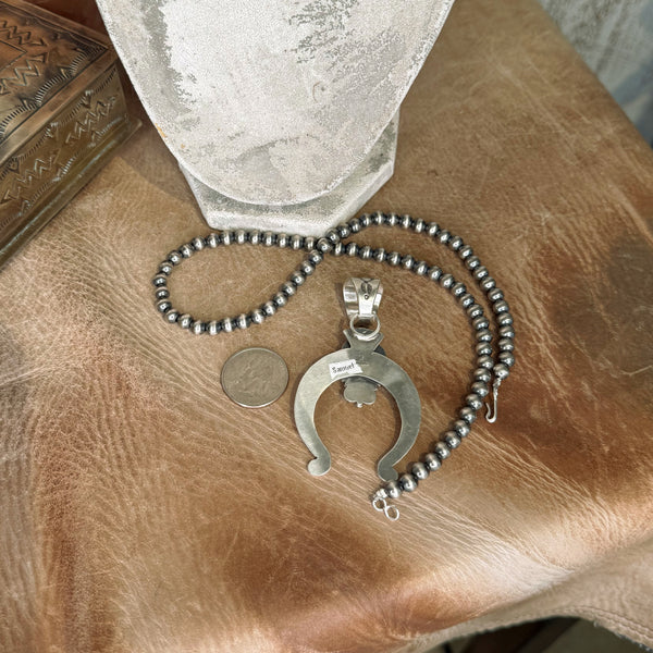 The Sterling Silver Pearl & Turquoise Naja Pendant Set