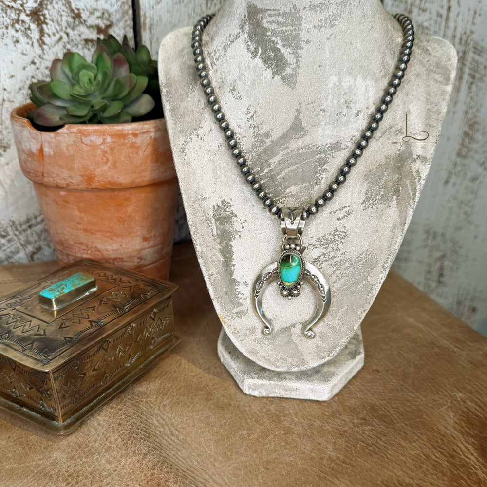 The Sterling Silver Pearl & Turquoise Naja Pendant Set