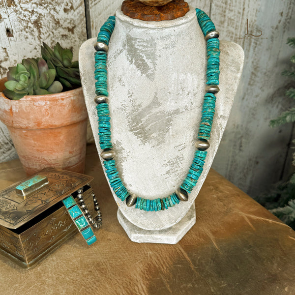 The Grande Kingman Turquoise & Sterling Silver Saucer Pearl Necklace