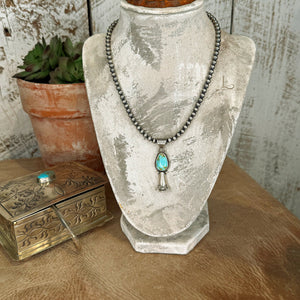 The Sonoran Turquoise Squash Blossom & Sterling Silver Pearl Necklace