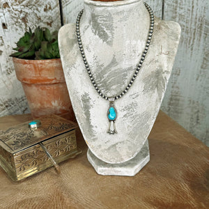 The Sonoran Turquoise Squash Blossom & Sterling Silver Pearl Necklace