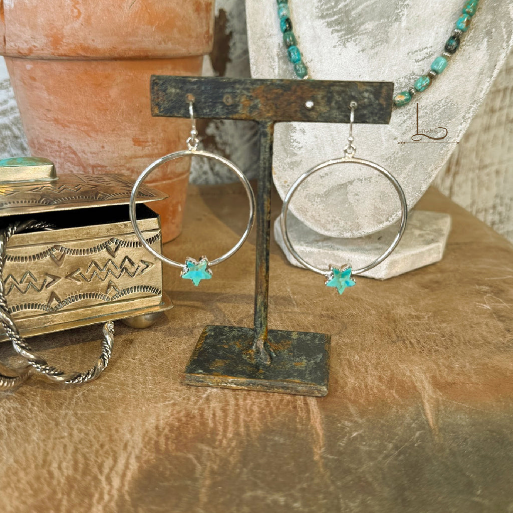 The Turquoise Stars & Sterling Silver Hoops
