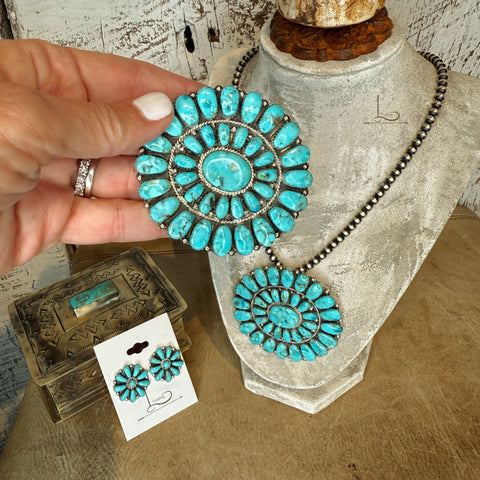 The Grande Azul Turquoise Cluster Pendant/Pin