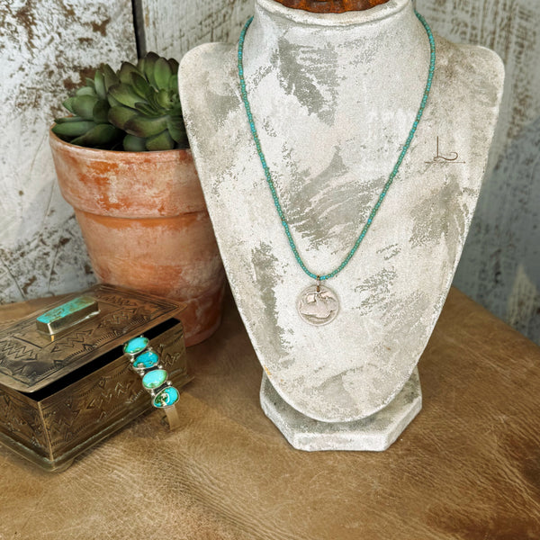 The Turquoise Bead with Buffalo Nickel Necklace
