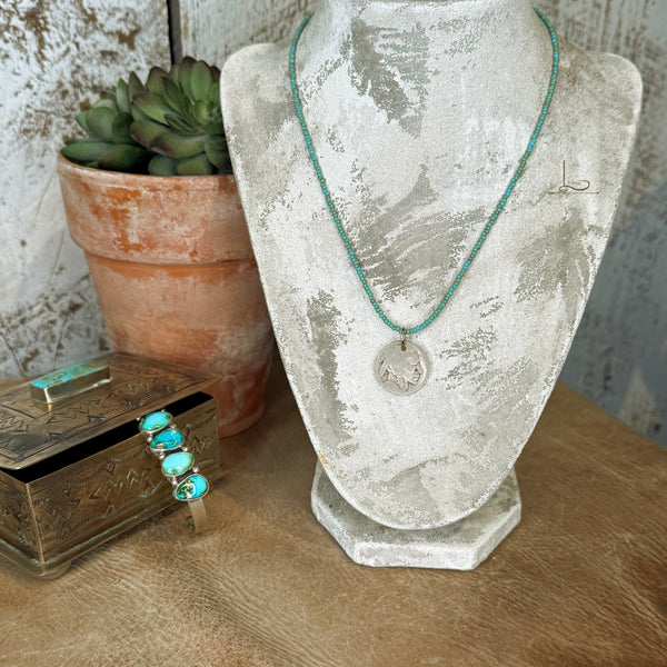 The Turquoise Bead with Buffalo Nickel Necklace