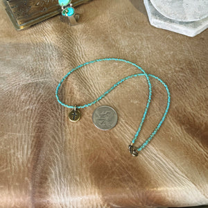 The Turquoise Bead with Bronze Cross Necklace