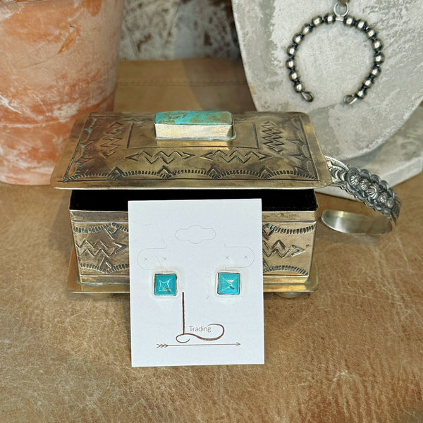 The Taos Turquoise Square Studs