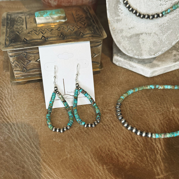 Heishi Turquoise Teardrop Earrings