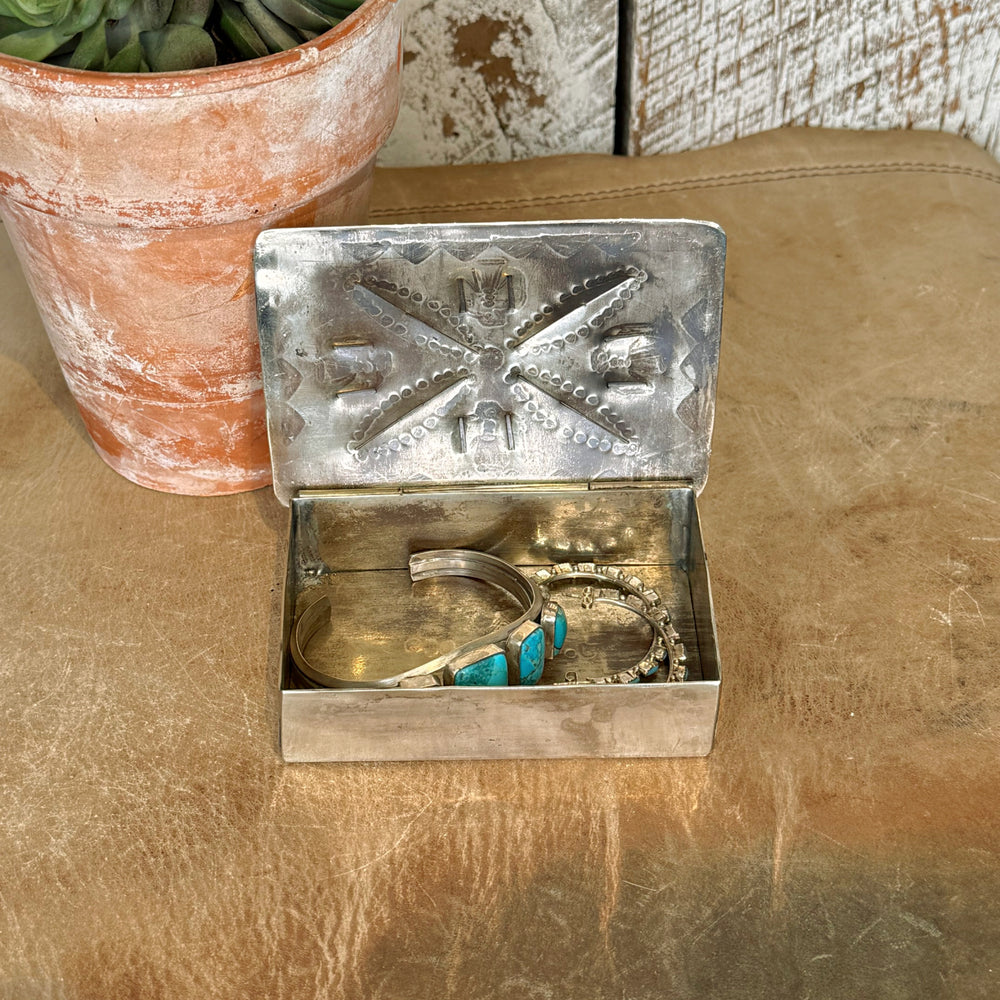 Hand Stamped Thunderbird Silver Repouse Box