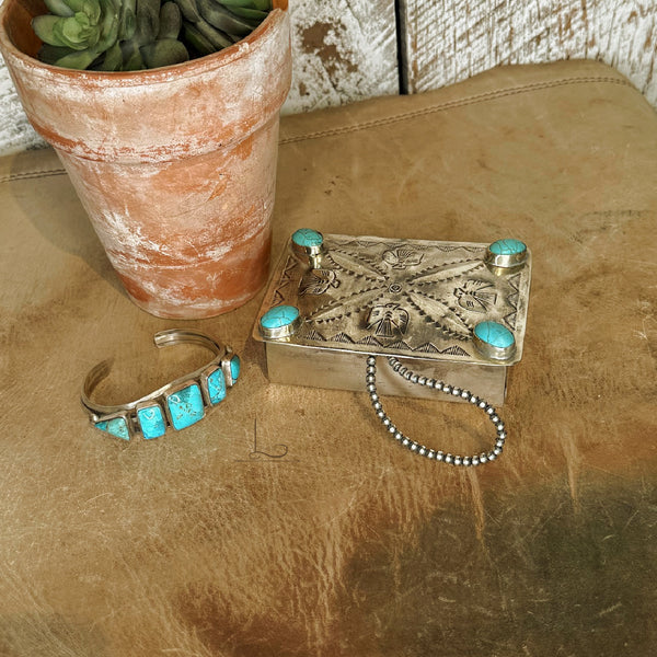 Hand Stamped Thunderbird Silver Repouse Box