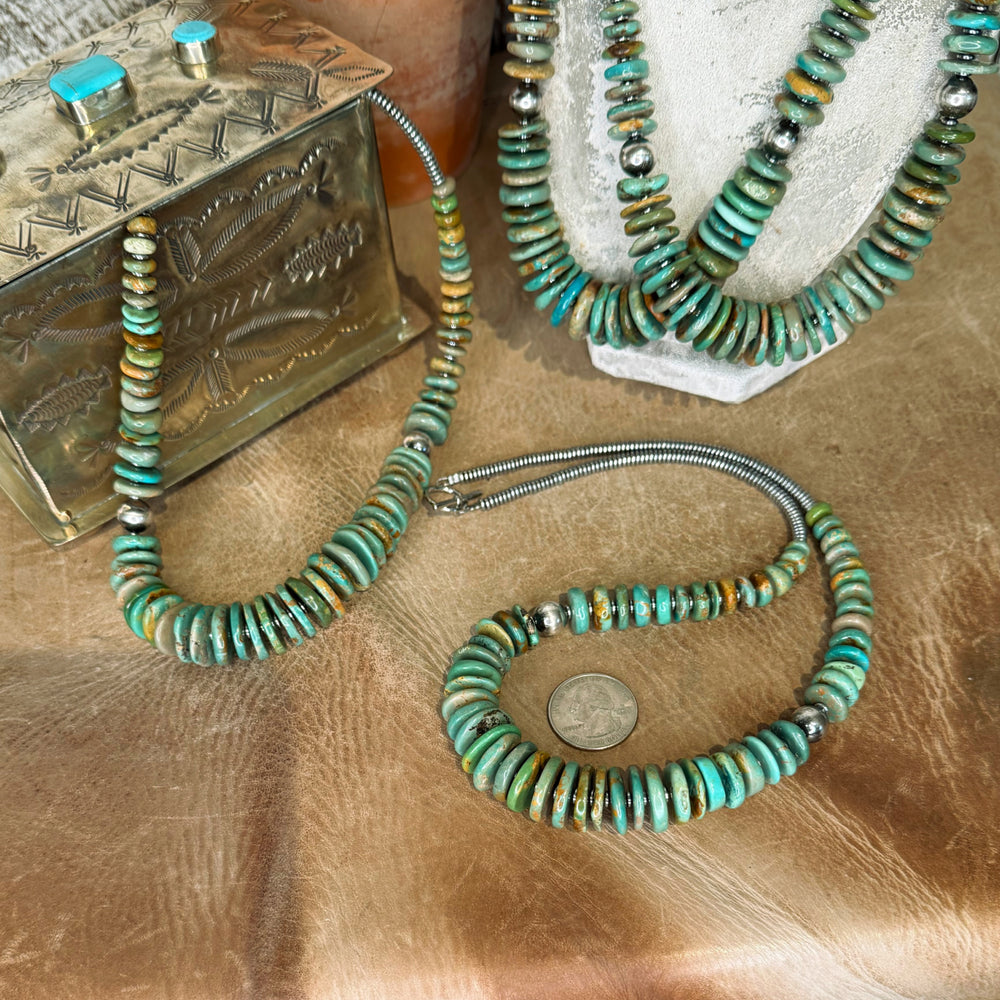 The Graduated Verde Turquoise & Sterling Silver Pearl Necklace