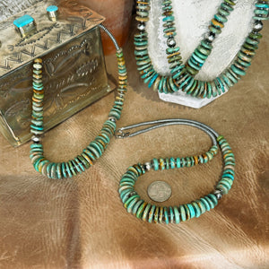 The Graduated Verde Turquoise & Sterling Silver Pearl Necklace
