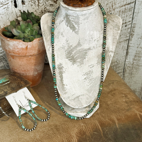 Verde Rondelle Turquoise & Sterling Silver Pearl Necklace