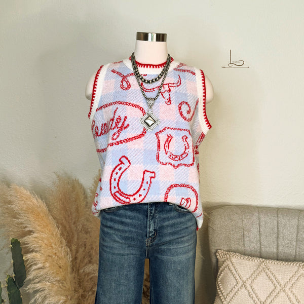 Let's Get Western Sweater Vest/Top