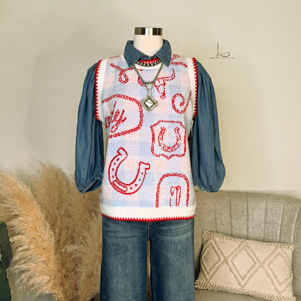 Let's Get Western Sweater Vest/Top